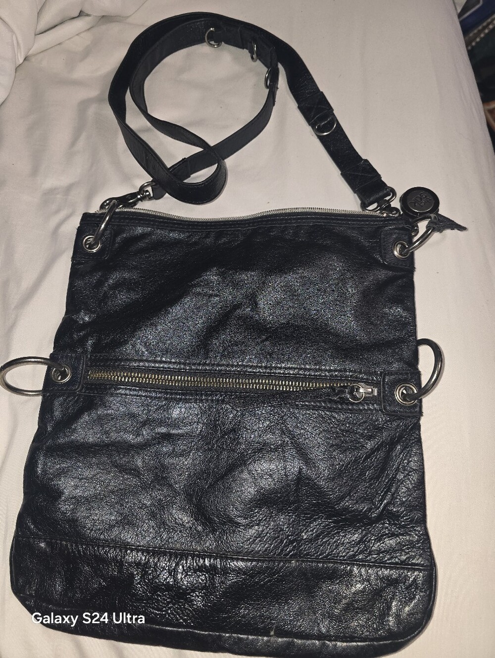 THE SAK Black Leather Shoulder Bag *Crossbody  Purse* Converible Bag * Vintage